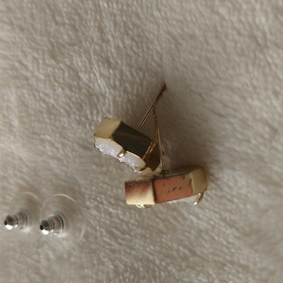 Kendra Scott Taylor Iridescent Drusy Earrings Gold Statement Studs - Picture 6 of 8